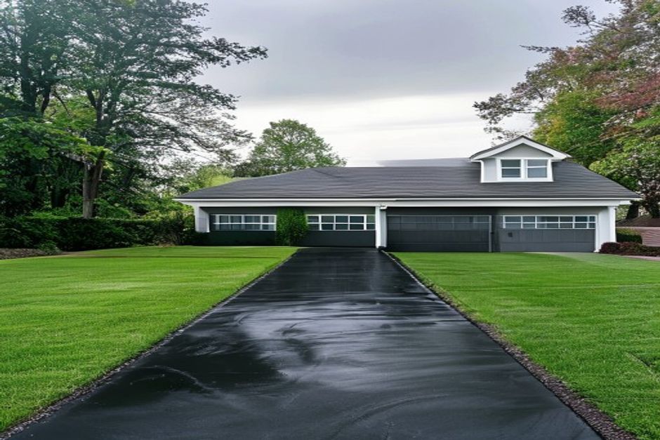 Freshly laid asphalt driveway in Hampshire, IL